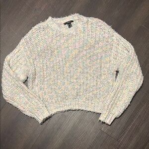 Forever 21 Cream Chunky Knit Crew Neck Sweater